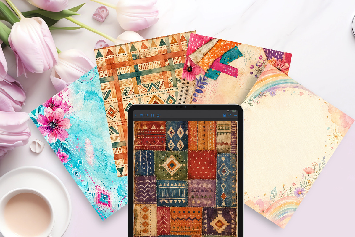 Hippie Junk Journal Pages, a Background Graphic by LA Design (Photo 5 of 10)