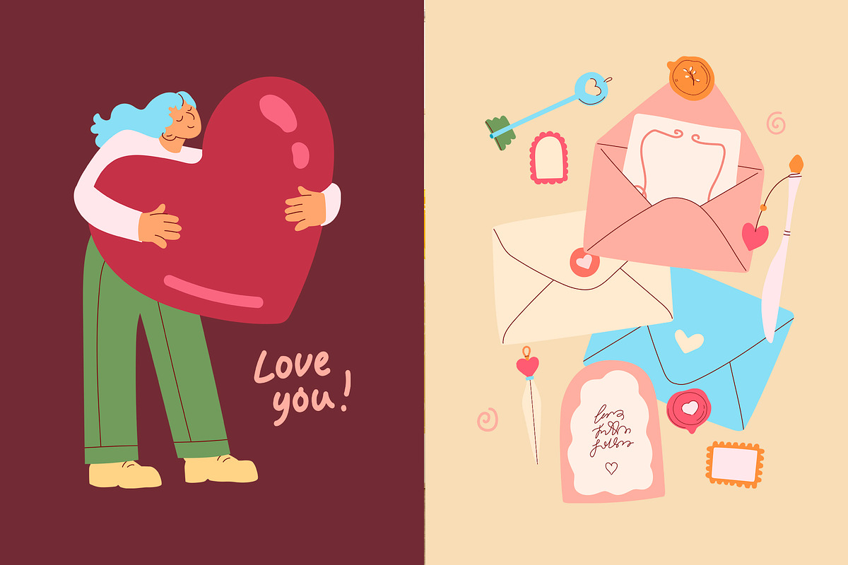 Love in the Air Romantic Vector Kit, a Person Illustration by Volha Studio (Photo 3 of 11)