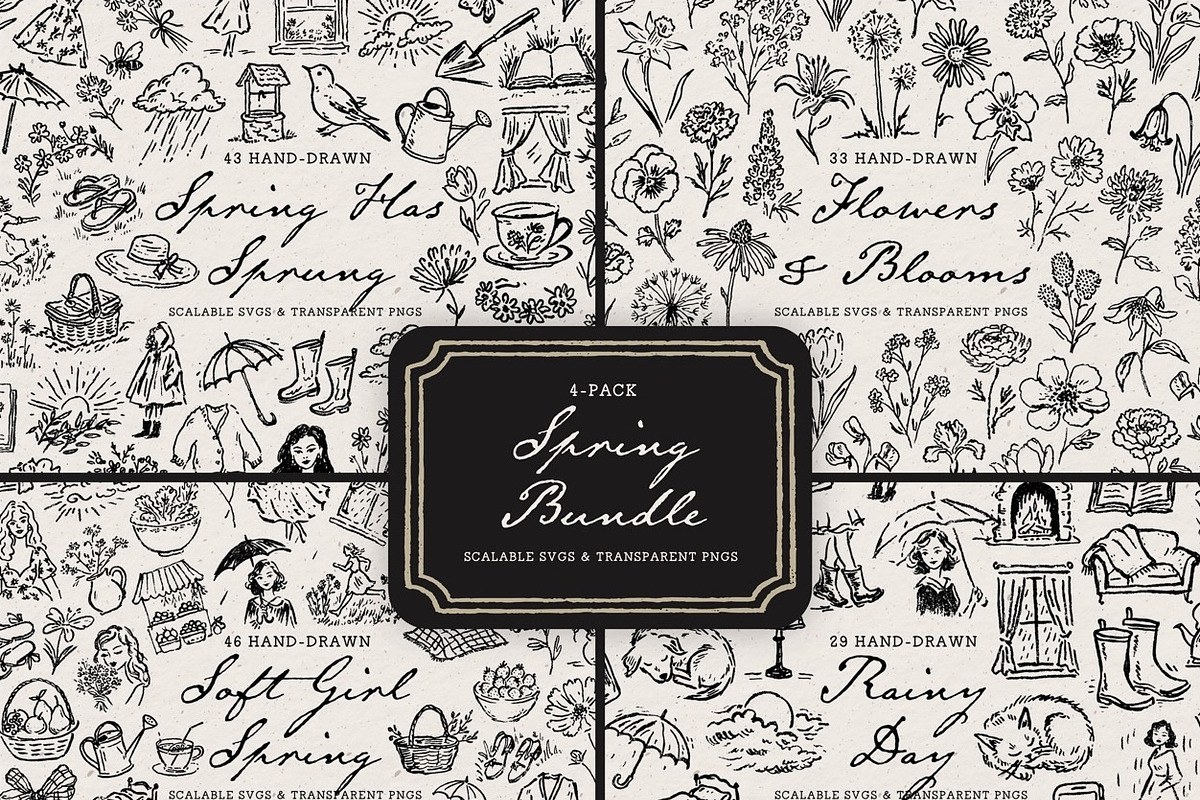 Spring Floral Doodle Line Art Bundle, an Object Illustration by The October Creative (Photo 1 of 13)