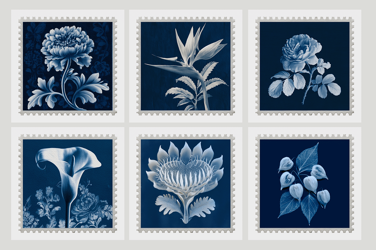 Lupa Co · Cyanotype Botanical Stamps, a Texture Illustration by milatovar (Photo 2 of 18)