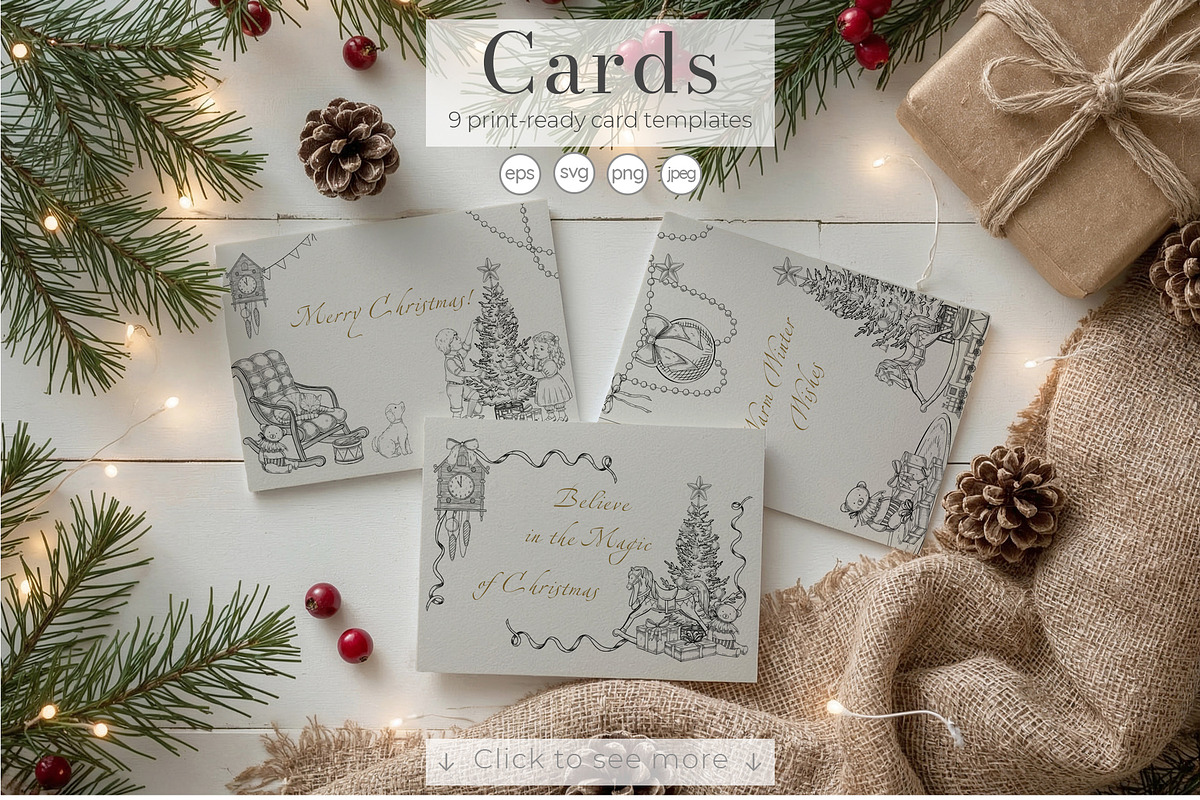 Christmas vintage linear vector set, a Graphic by Alisles (Photo 5 of 8)