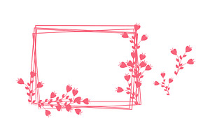Romantic pink heart floral frame, an Illustration by okskukuruza