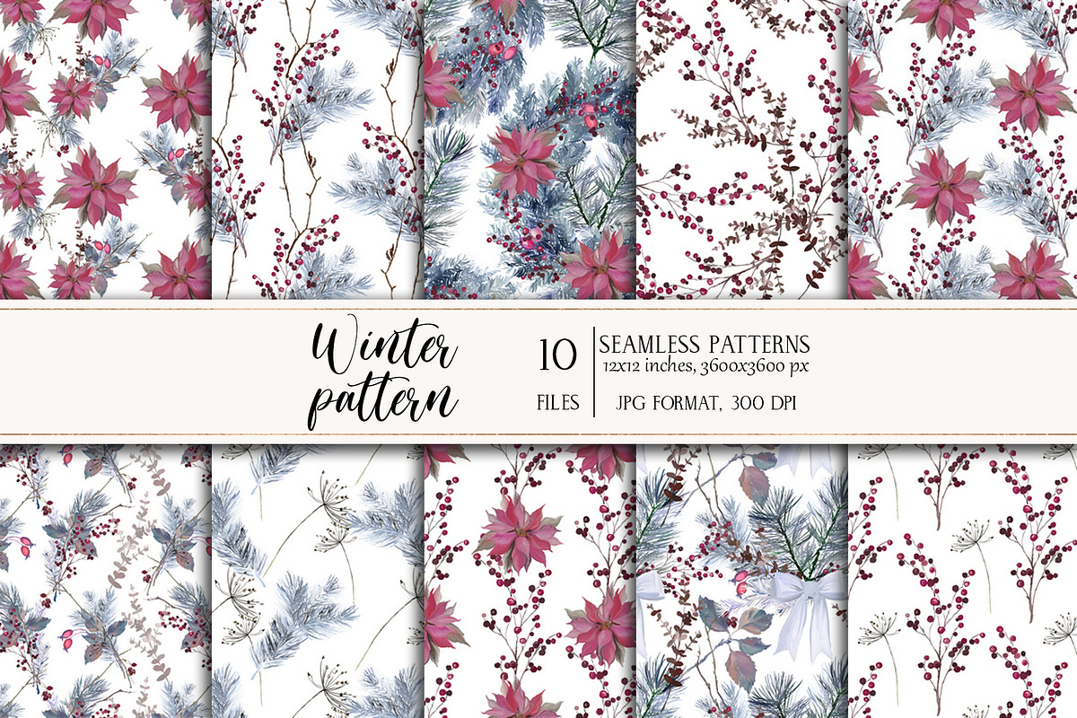 Winter seamless patterns, a Pattern Graphic by Vasmila (Photo 1 of 7)