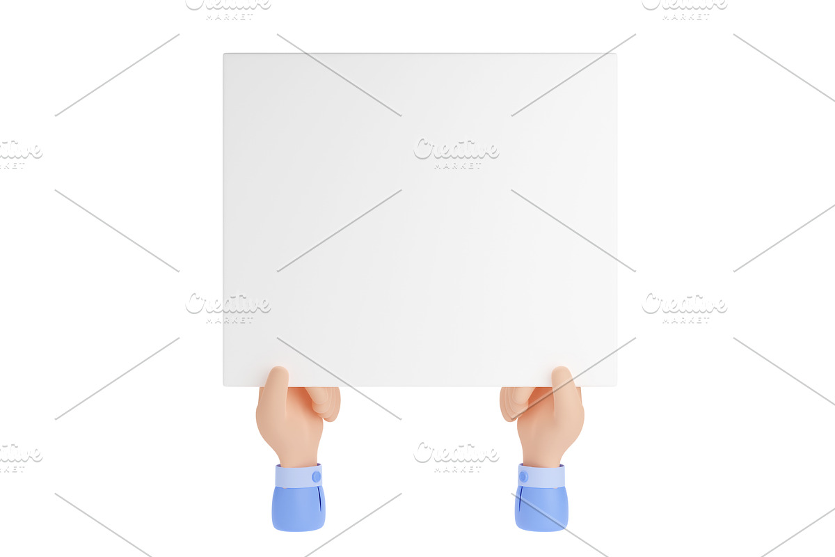 3d render hands holding blank paper, a Characters & Person 3D Model by art PVP - market