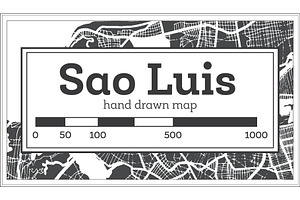 Sao Luis Brazil City Map In Retro