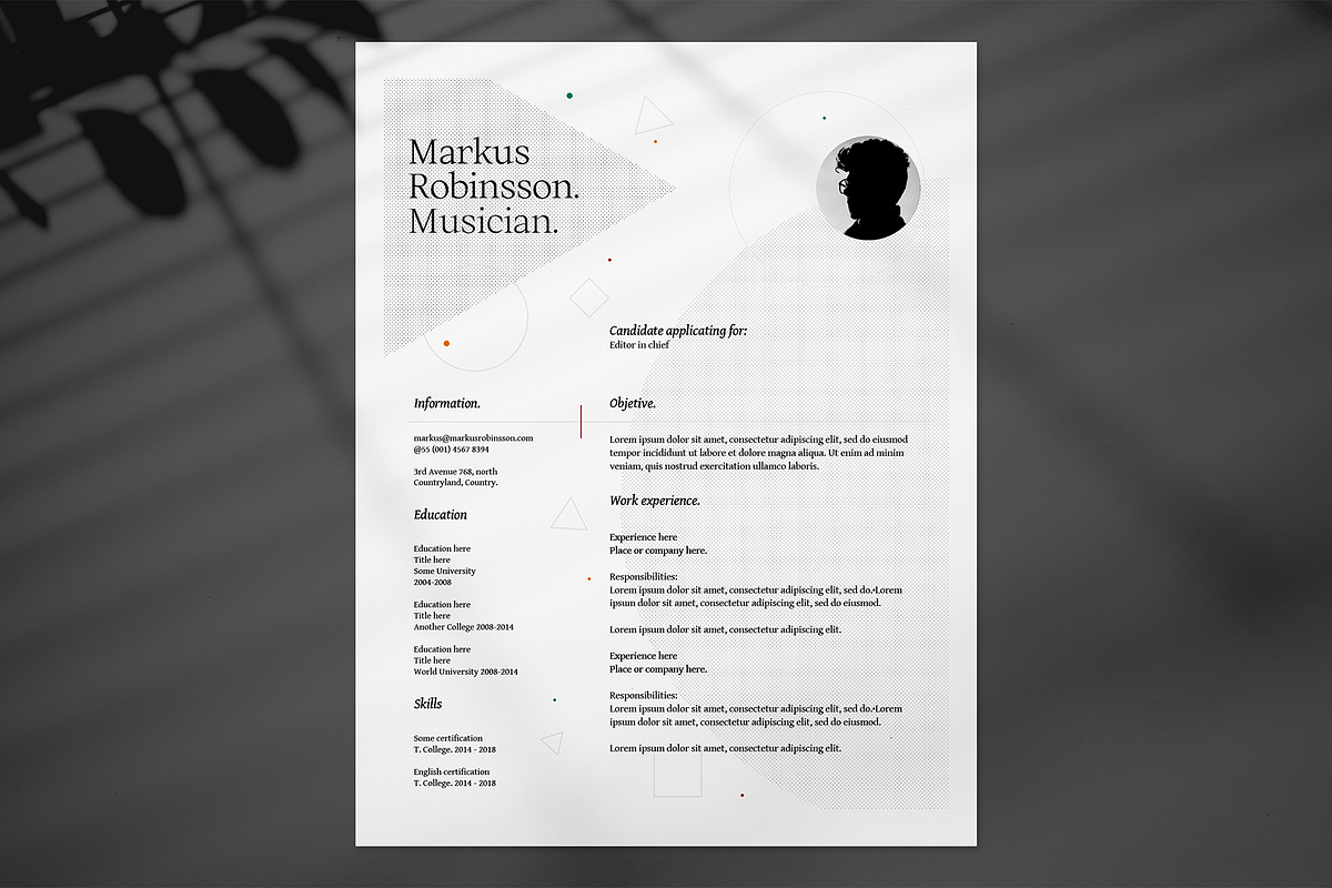 Minimal Creative Resume Pack by Srg, a Resume Template by Srg® (Photo 2 of 11)