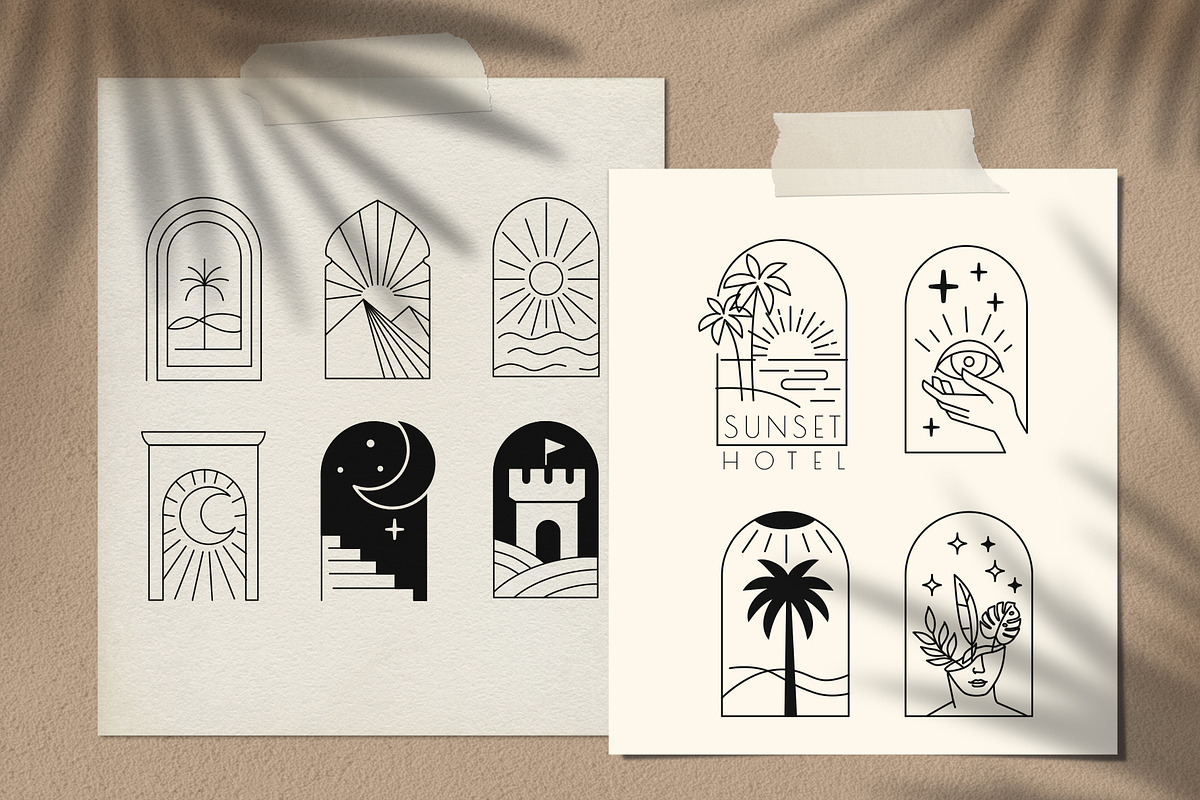 Arch line logo. Female art emblems., an Illustration by bioraven (Photo 7 of 11)