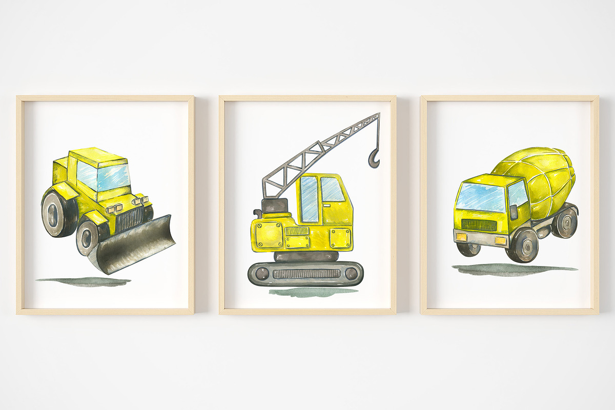 Watercolor Construction clipart, a Decorative Illustration by WatercolorColorDream (Photo 7 of 12)