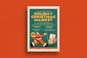 Retro Green Christmas Market Flyer, a Flyer Template by Guuver