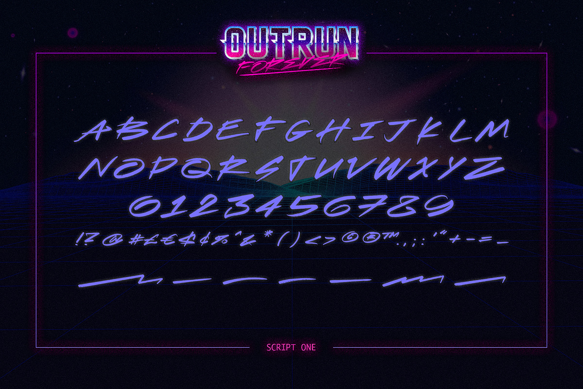 Outrun Forever – 2 in 1 Font Pack, a Sans Serif Font by Ckybe's Corner (Photo 4 of 13)