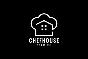 chef house restaurant line logo, a Branding & Logo Template by devastd