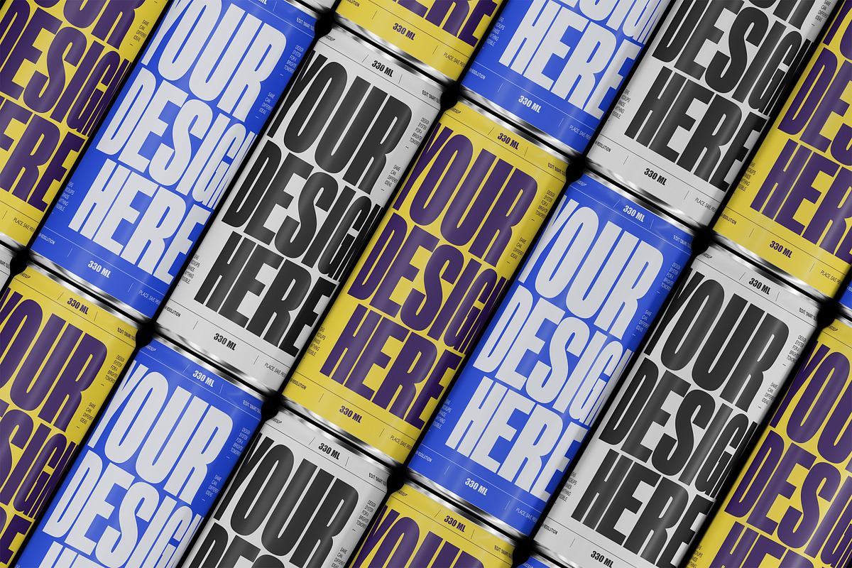 Diagonal Pattern 330ml Can Mockup, a Packaging Mockup by Design Squad (Photo 2 of 3)