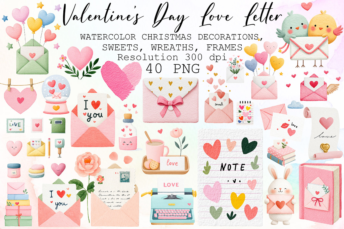 Valentine's Day Love Letter Clipart, an Illustration by Sublimation Artist (Photo 1 of 6)
