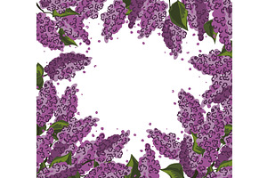 Fresh purple lilac flowers frame, an Object Illustration by Toltemara
