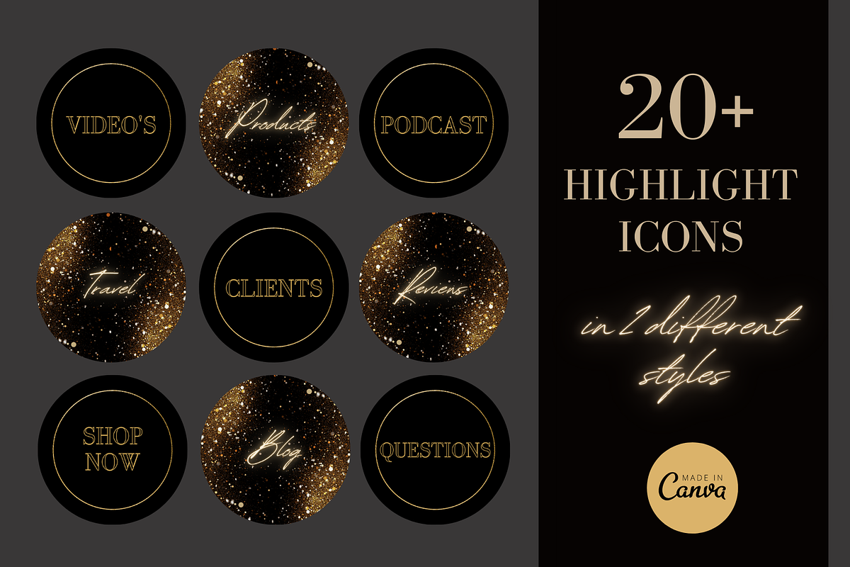 Black & Gold Instagram Templates, a Social Media Template by Faytemplates (Photo 4 of 9)