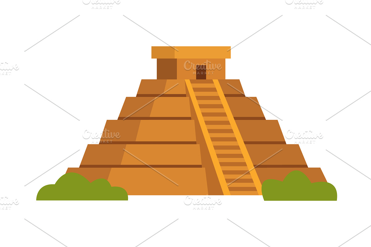 Mayan pyramid temple with stairs, an Object Illustration by GraphiShop