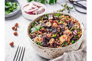 Warm buckwheat and beetroot salad, a Food & Drink Photo by Fascinadora