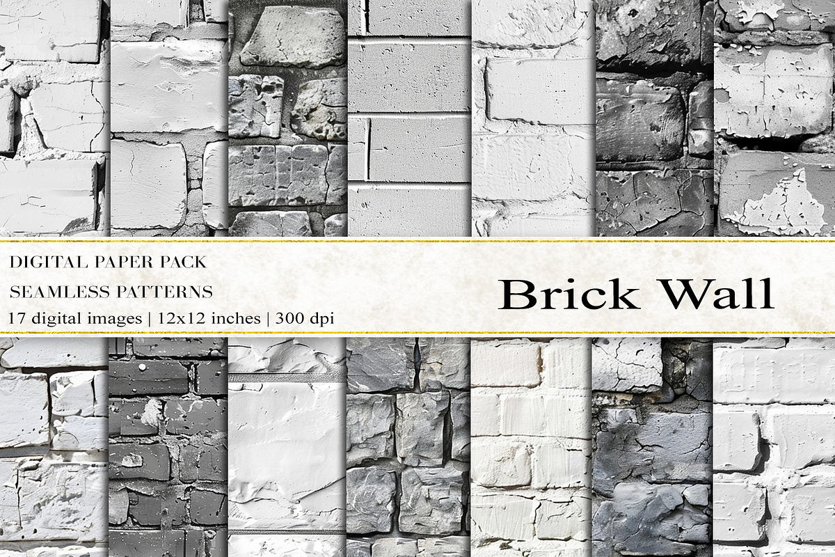 Brick Wall Digital Papers, a Background Graphic by BonaDesigns (Photo 1 of 5)