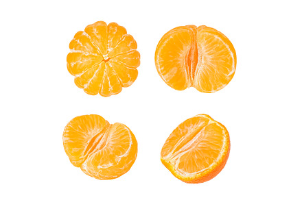 Set of four peeled ripe tangerine, a Food & Drink Photo by Rodica Ciorba