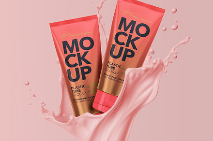 Cosmetic Tube Mockup with Splash