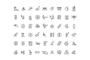 Genetic Engineering icons set, an Outline Icon by Tettygreen
