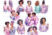 Pajama Party Black Girls Clipart, a Person Illustration by GlamArtZhanna (Thumbnail 2 of 5)