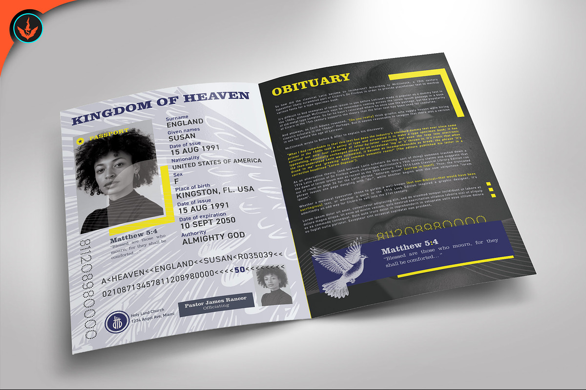 Passport Funeral Program Modern, a Brochure Template by SeraphimChris (Photo 2 of 7)