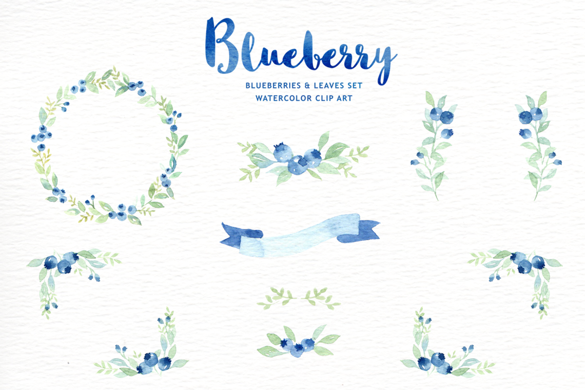 Blueberry watercolor clipart, an Illustration by everysunsun (Photo 3 of 4)