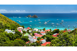 Coastal view of Corossol village in Saint Barthelemy, an Architecture Photo by Leonid Andronov