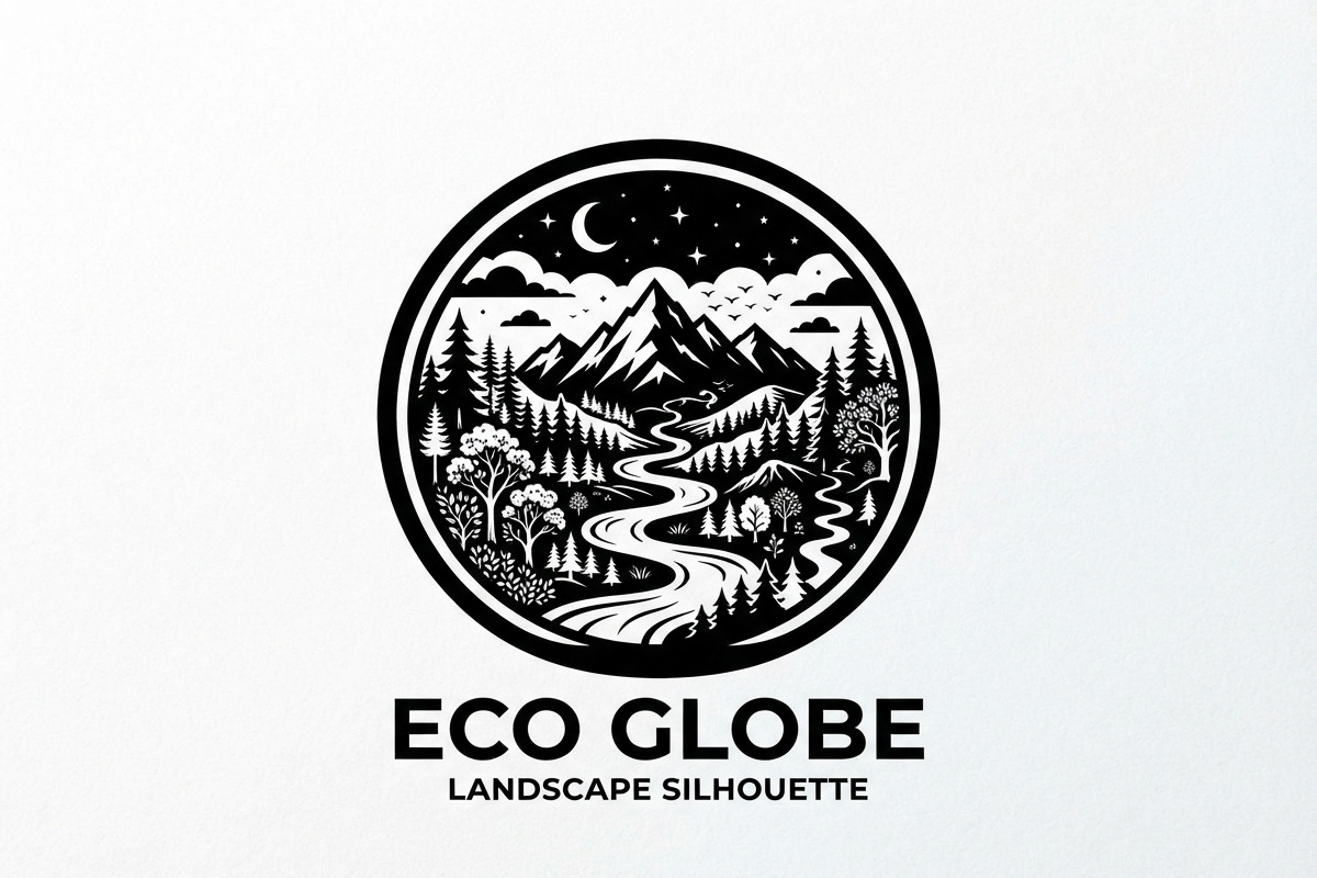 60 Eco Globe Landscape Silhouette, a Technology Illustration by Amazin_art (Photo 4 of 29)