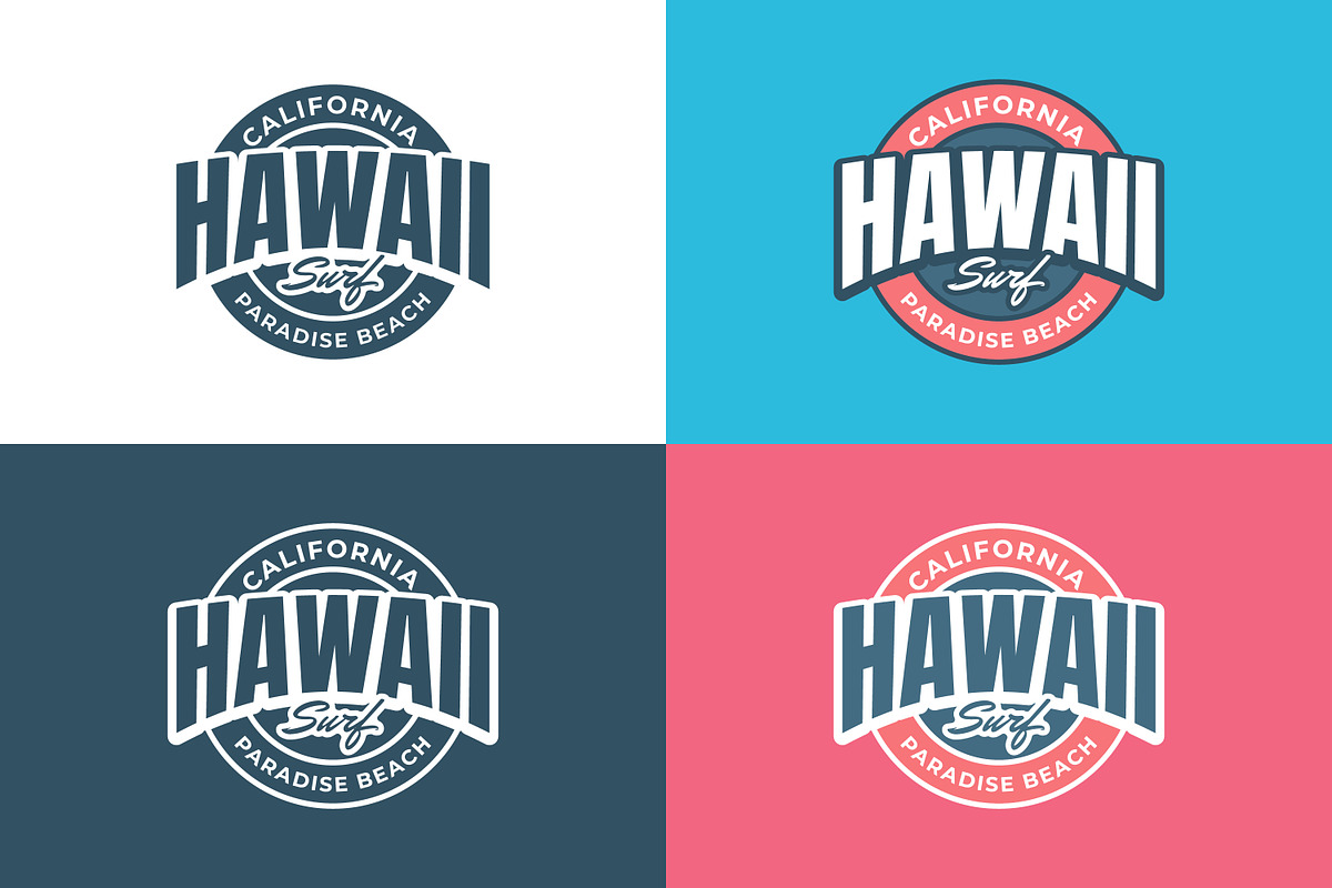 Hawaii surfing emblem logo, a Branding & Logo Template by Saba Vector