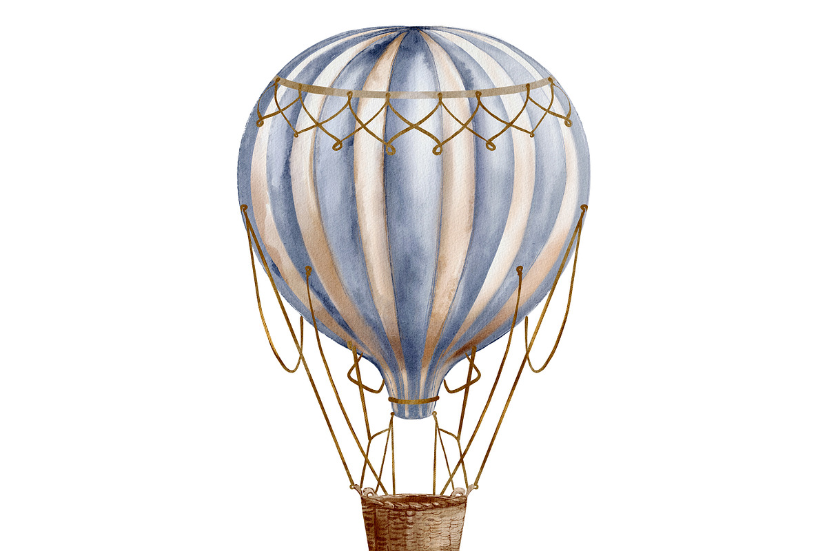 Hot air balloons watercolor clipart, an Object Illustration by Pattern + watercolor (Photo 4 of 5)