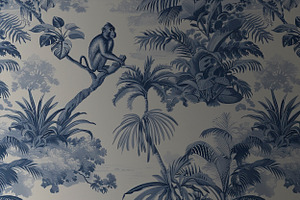 JUNGLE BLUE TOILE Seamless Pattern