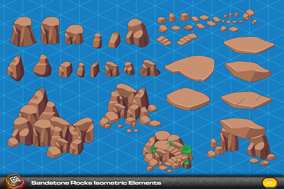 Sandstone Rock Isometric Elements preview 2