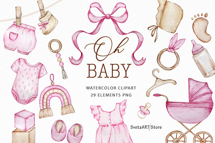 Watercolor Newborn Clipart, an Object Graphic by SvetaArtStore