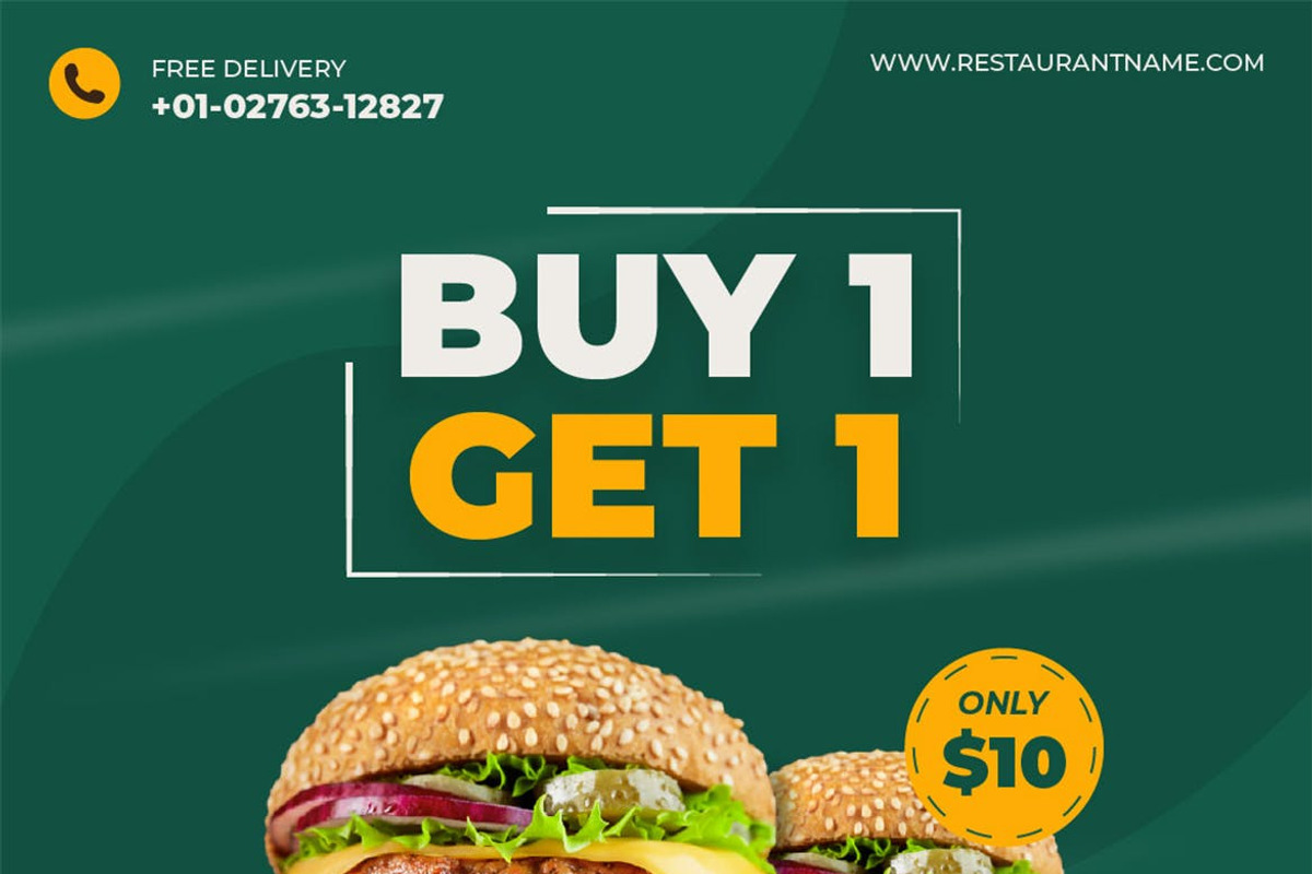 Burger Restaurant Instagram Post, a Social Media Template by FDR Studio (Photo 2 of 6)