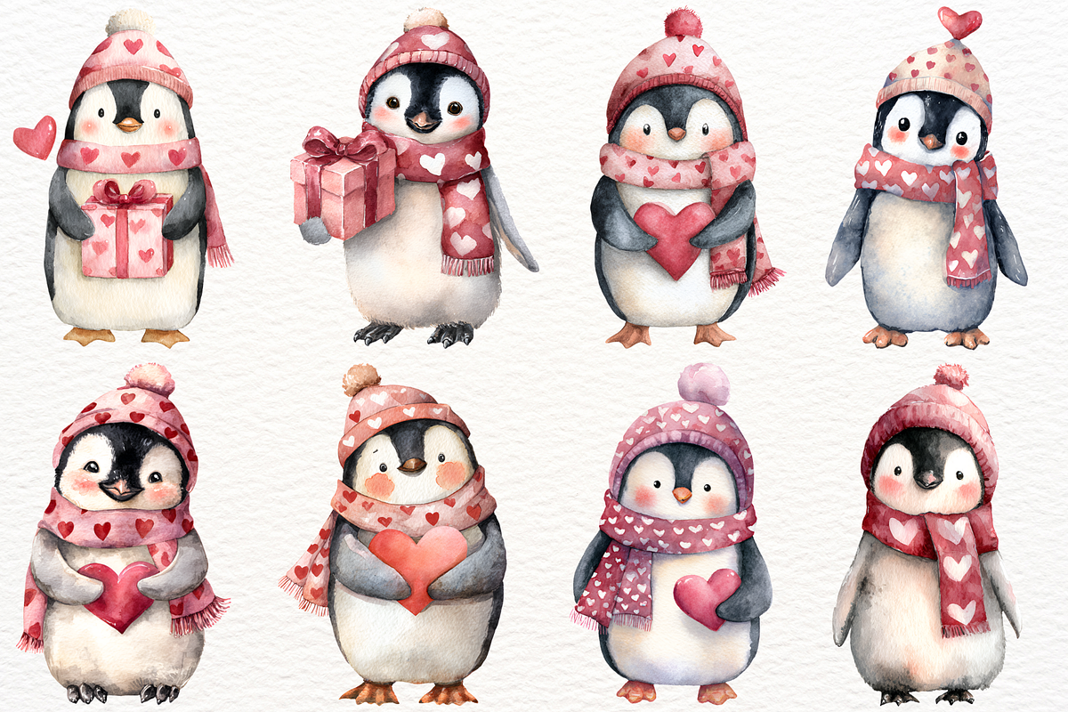 Valentine's Day Penguin PNG Clipart, an Animal Illustration by SugarCloudStudioArt (Photo 4 of 6)