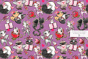 Valentine Cats Seamless Patterns Set, a Pattern Graphic by KaramfilaS (Thumbnail 9 of 17)