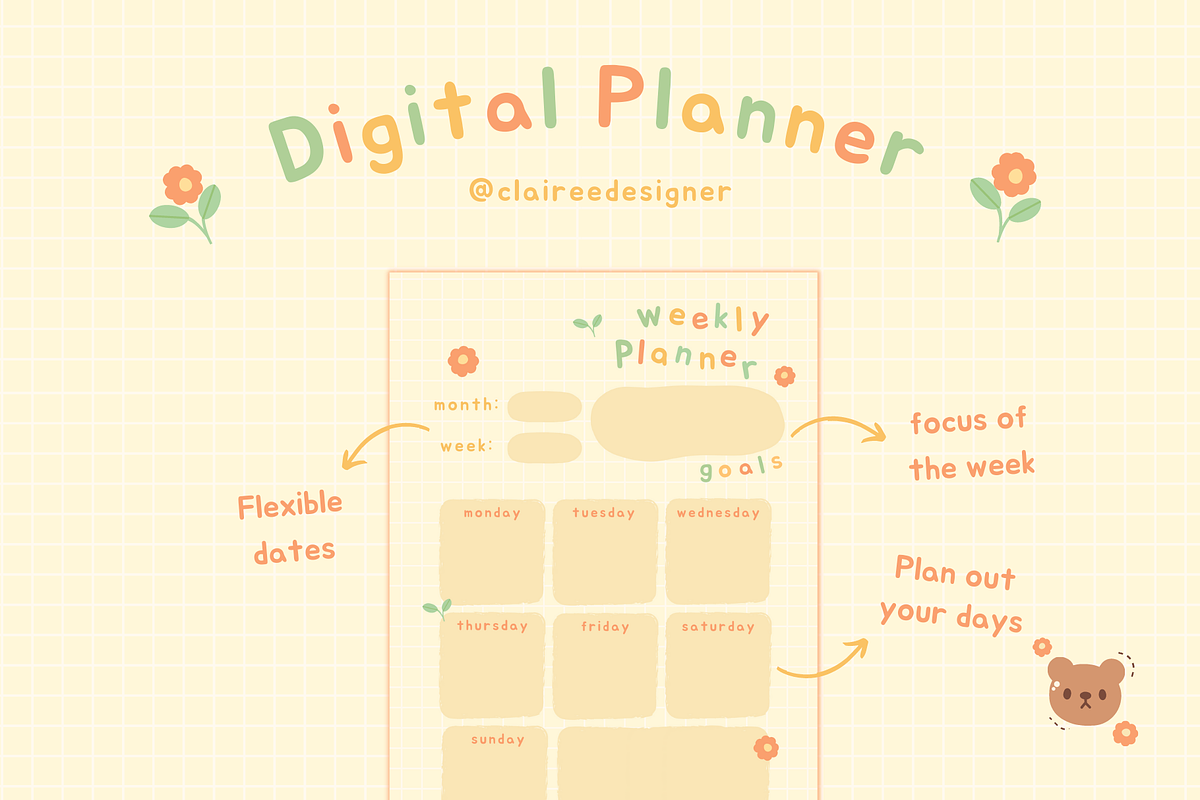 Warm Pastel Digital Planner Set, a Stationery Template by Clairee Design Studio (Photo 3 of 6)