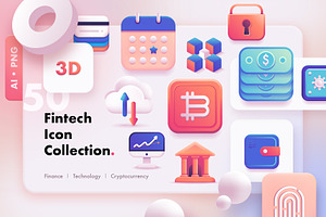 3D Fintech Icon Collection