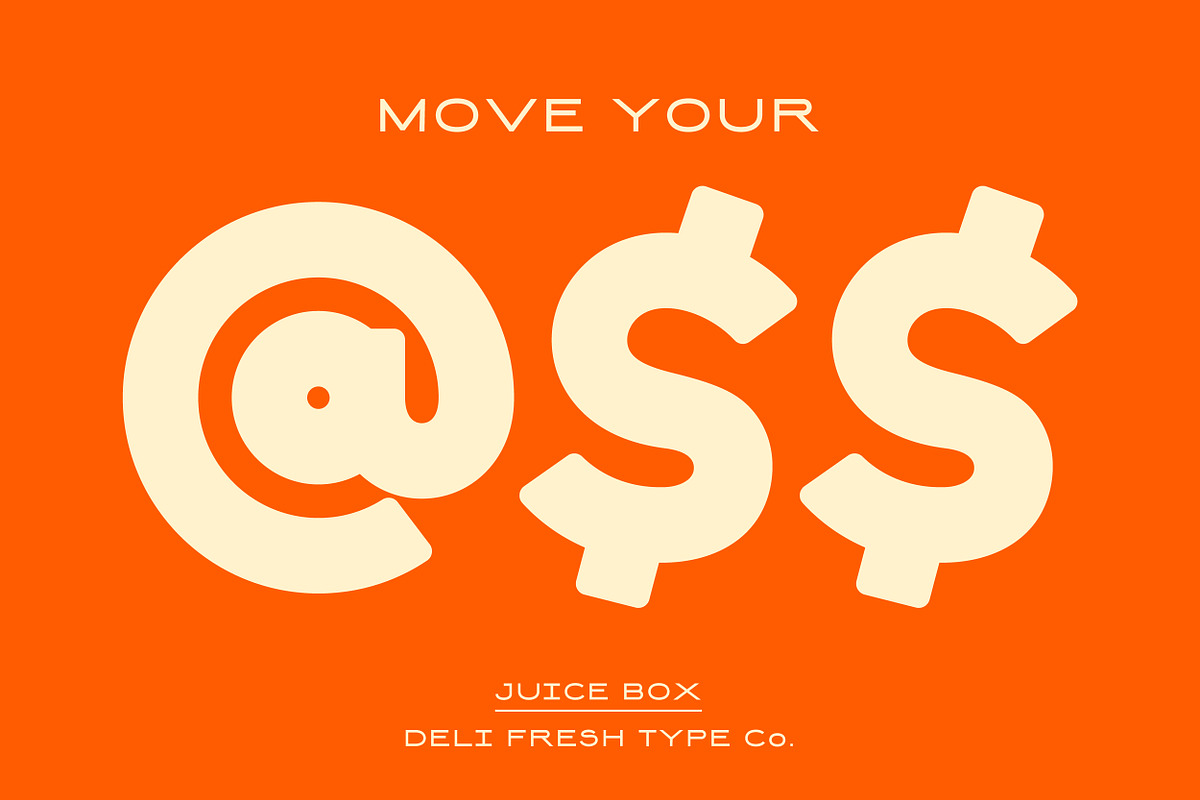 Juice Box: A Retro Display Font, a Font by DeliFreshTypeCo. (Photo 5 of 6)
