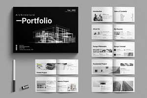 Architecture Portfolio Landscape, a Brochure Template by E-Type