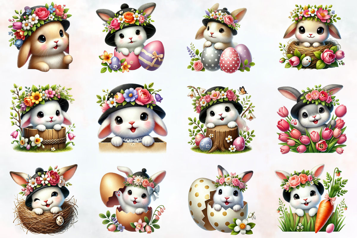Easter day bunny peeking clipart, an Illustration by RobertsArt (Photo 5 of 7)