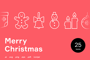 Merry Christmas Line Icons