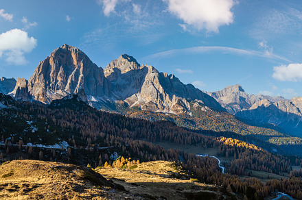 Mountain sunny evening peaceful view from Giau Pass., a Nature Photo by YuriyB