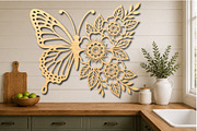 Floral Butterfly Laser Cut SVG, an Object Graphic by DreamCafeArt (Thumbnail 3 of 4)