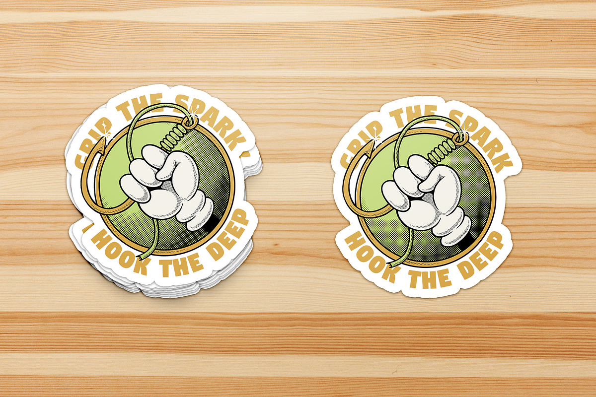 Retro Cartoon Hand Holding a Lure, a Branding & Logo Template by Judsart (Photo 3 of 3)
