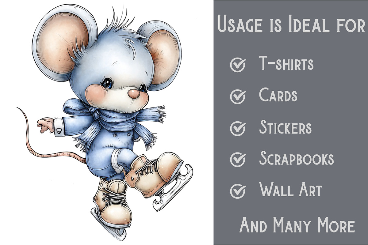 Christmas Cute Mice Clipart Bundle, an Illustration by Pixels.Craft (Photo 3 of 6)