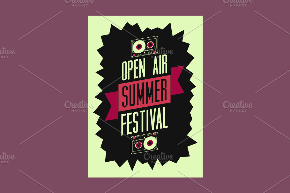 Summer open air vector poster set., a Seasonal Illustration by PoPaShop (Photo 2 of 10)