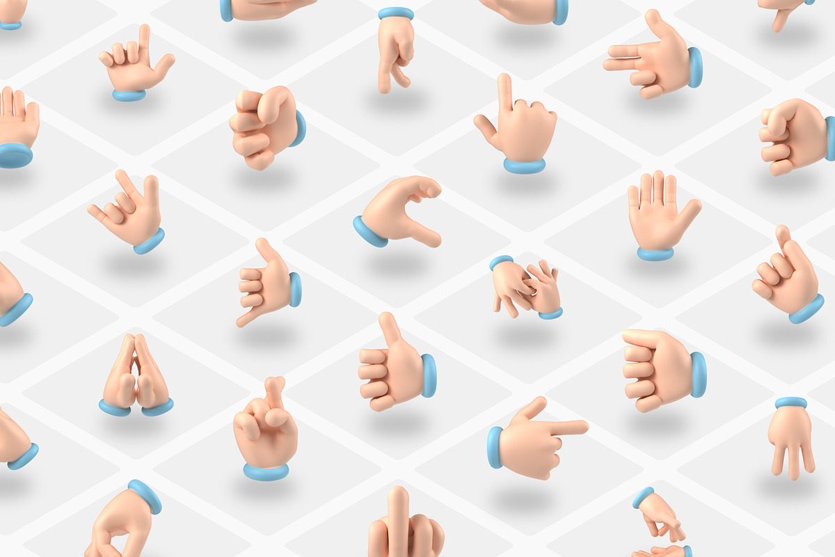 Floating 3D Hands Icons, an Object 3D Model by Vectors Market (Photo 4 of 9)